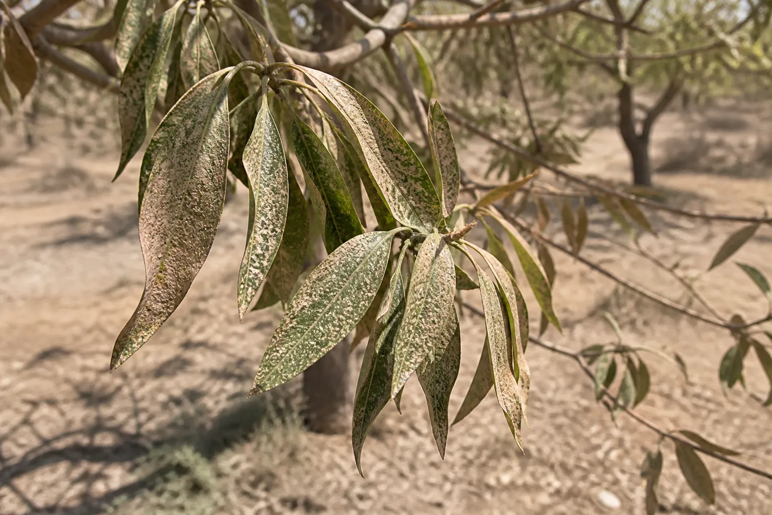 برگ بادام برنزه و خالخال، خسارت کنه